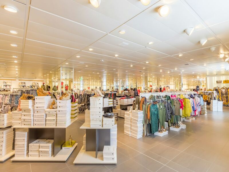 Bright retail store floor set up for a brand activation